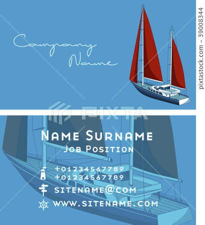 Yacht Club Business Card Design With Sail Boat Stock Illustration 39008344 Pixta