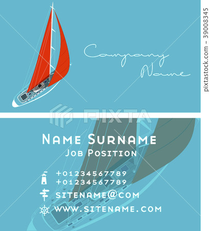Yacht Club Business Card Design With Sail Boat Stock Illustration 39008345 Pixta