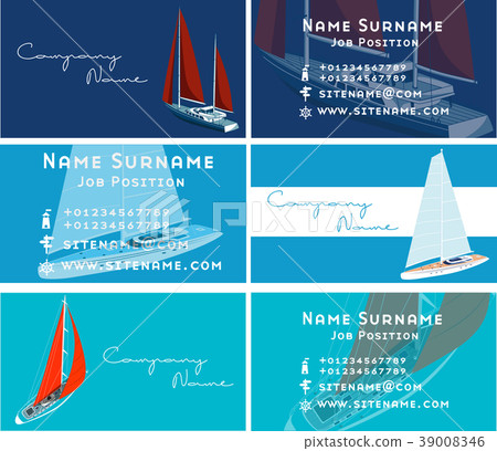 Yacht Club Business Card Design With Sail Boat Stock Illustration 39008346 Pixta