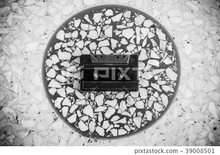 Retro cassette tape on terrazzo texture background Retro cassette tape on terrazzo texture background 39008501