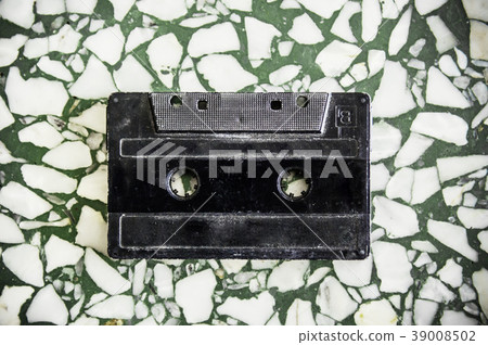 Retro cassette tape on terrazzo texture background Retro cassette tape on terrazzo texture background 39008502