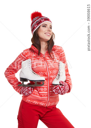 Girl with skates. isolated shoot in studio 39008615