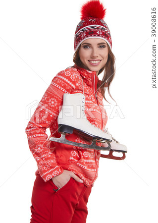 Girl with skates. isolated shoot in studio 39008616