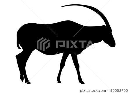 Gemsbok. Black silhouette 39008700