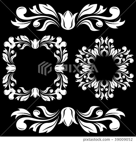 Floral decorations. Ornamental frames and dividers 39009052