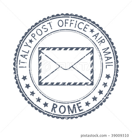 Black postal stamp Rome, Italy. Postmark with 39009310