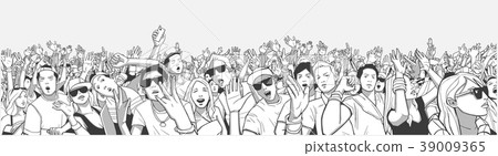 Wide illustration festival crowd at concert  39009365