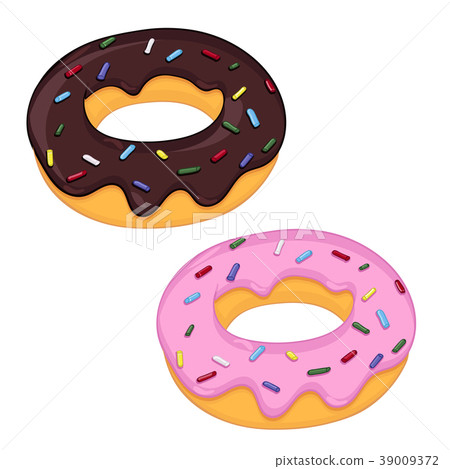 Donuts. With pink and chocolate frosting 39009372