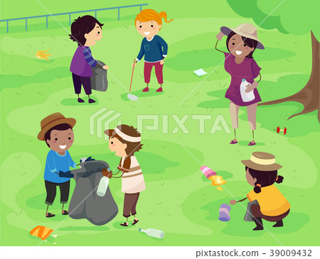 Stickman Kids Park Clean Up Illustration Stickman Kids Park Clean Up Illustration 39009432