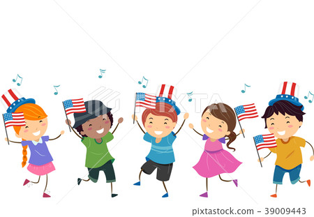 Stickman Kids Celebrate Patriot Day Illustration 39009443