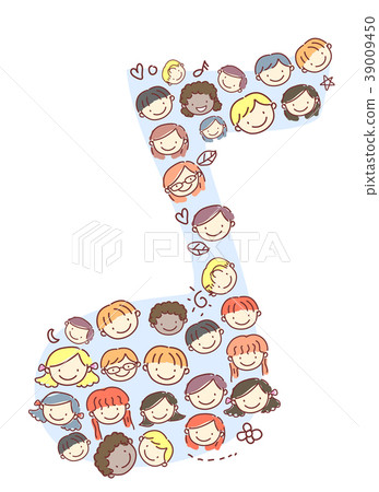 Stickman Kids Heads Music Note Illustration 39009450