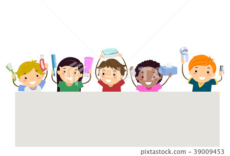 Stickman Kids Hygiene Objects Banner Illustration 39009453