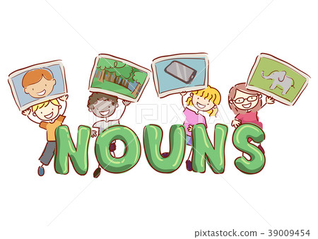 Stickman Kids Language Nouns Illustration 39009454