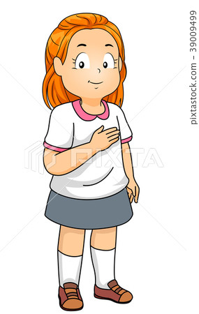 Kid Girl Hand Heart Pledge Illustration Kid Girl Hand Heart Pledge Illustration 39009499