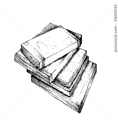 Hand Drawn Stack of Books on White Background - Stock Illustration ...