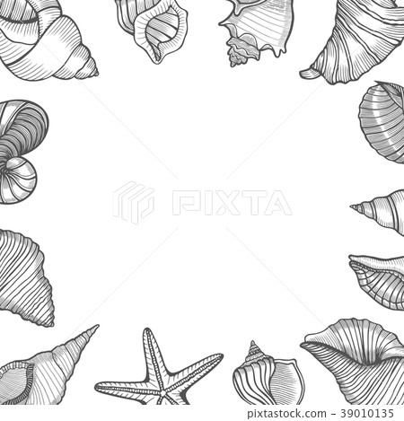 Vintage seafood frame vector illustration. 39010135