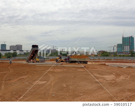 Flat surface after ground leveling work. Flat surface after ground leveling work. 39010517