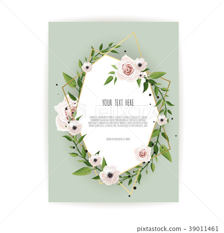 Stylish floral vector design round frame. 39011461