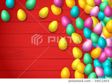 Easter frame with shiny colorful happy eggs spread Easter frame with shiny colorful happy eggs spread 39011603