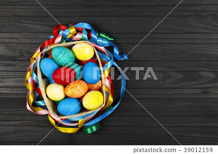 Easter eggs,basket,black,wooden Multicolored 39012159