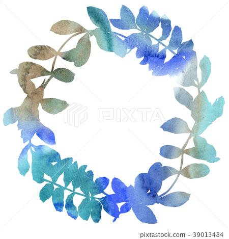 Acacia leaves wreath in a watercolor style. Acacia leaves wreath in a watercolor style. 39013484