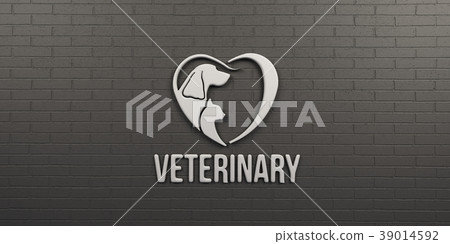 Veterinary Dog and Cat Logo. Wall Design. 3D Veterinary Dog and Cat Logo. Wall Design. 3D 39014592