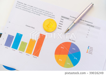 White Workspace with bitcoin  and chart 39016249