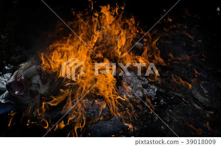 fire flame on black background. 39018009