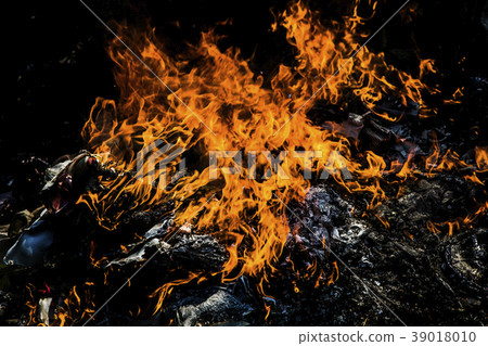 fire flame on black background. 39018010