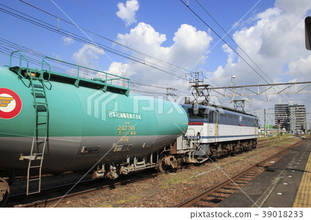 Gasoline freight train detained on Kurano Station side line Gasoline freight train detained on Kurano Station side line 39018233