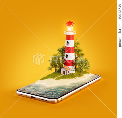 Unusual 3d illustration of a Lighthouse 39018739