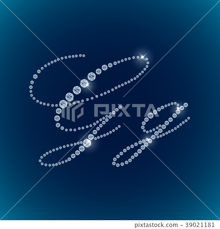 Shiny diamond alphabet letters blue background. ve 39021181