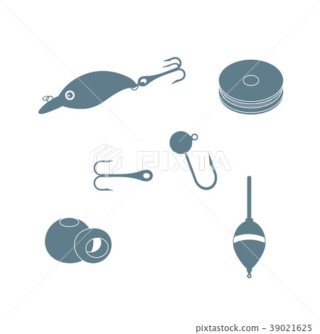 Colorful set of different tools for fishing 39021625