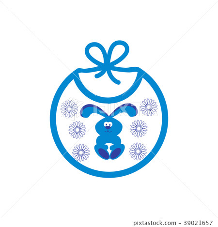 Cute icon with bib with a picture of a bunny in 39021657