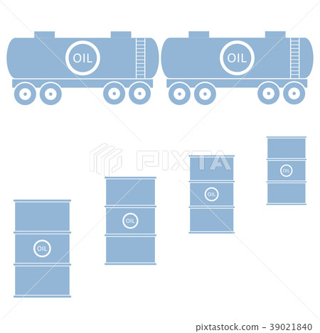 Stylized icon of the tanks and barrels with oil Stylized icon of the tanks and barrels with oil 39021840