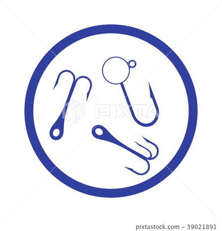 Stylized icon of a colored hooks for catching fish 39021891