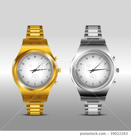 Gold and Classic Metal watches on white background Gold and Classic Metal watches on white background 39022263