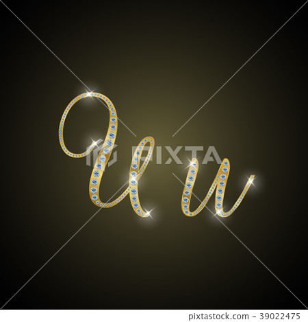 Shiny Alphabet U Of Gold And Diamond Stock Illustration 39022475 Pixta