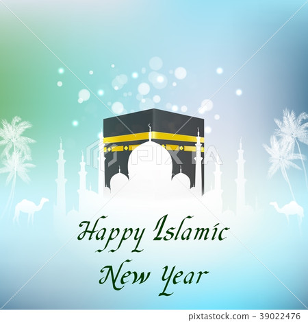 Islamic new year with hajj kaaba and mosque 39022476