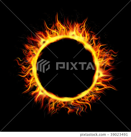 Fire Circle on Black Background 39023491