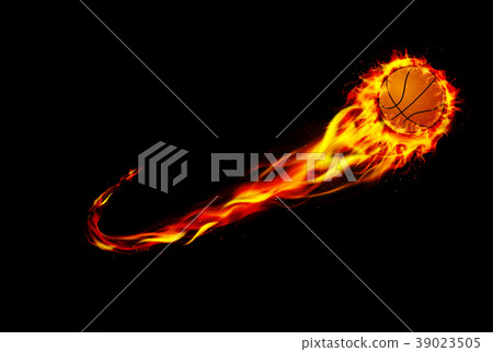 Fire burning basketball with background black Fire burning basketball with background black 39023505
