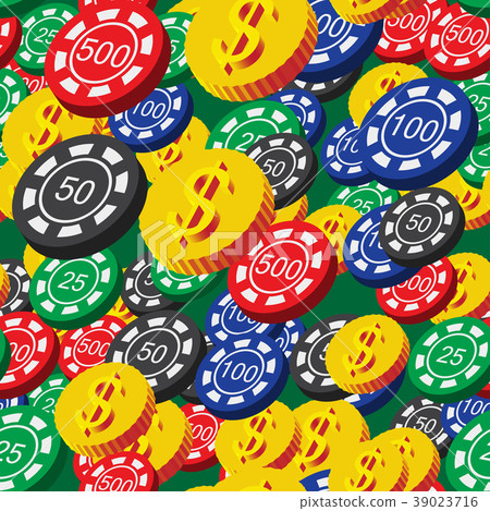 Poker Chips and Coins Seamless Pattern Poker Chips and Coins Seamless Pattern 39023716