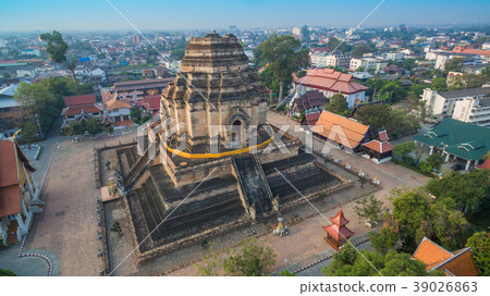 aerial view Wat Chedi Luang Chiang Mai aerial view Wat Chedi Luang Chiang Mai 39026863