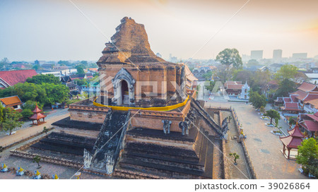 aerial view Wat Chedi Luang Chiang Mai aerial view Wat Chedi Luang Chiang Mai 39026864