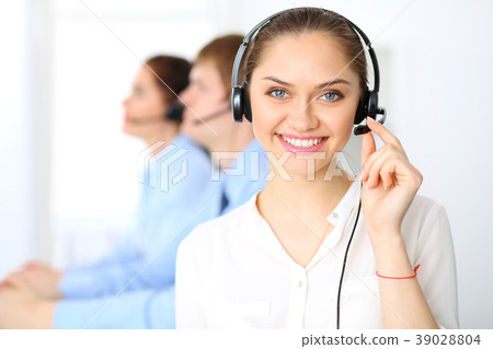 Call center operators. Focus at  business woman i 39028804