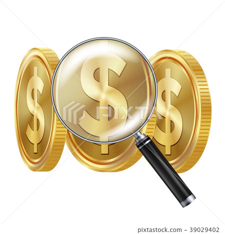 Dollar And Magnifying Glass Vector. Business 39029402