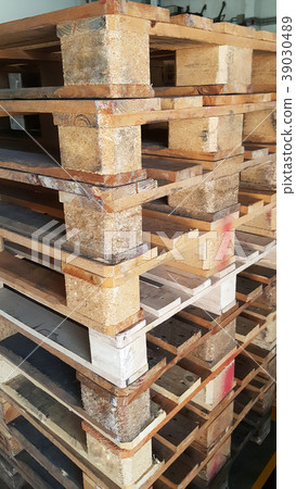 old condition brown wooden pallets warehouse trans 39030489