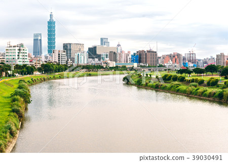台北,天際線,天空,skyline of taipei city in dusk 39030491