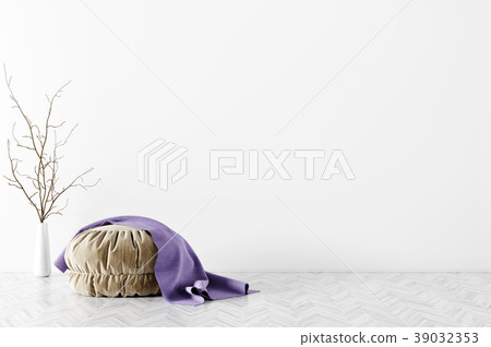 Modern interior of living room with pouf 3d 39032353