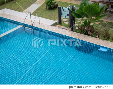 Swimmimg pool in raining day Swimmimg pool in raining day 39032358